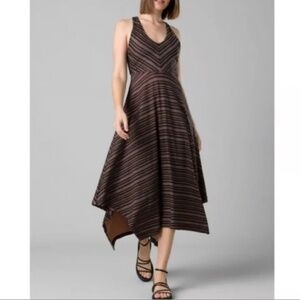 Prana Saxon Striped Midi Dress Size Large